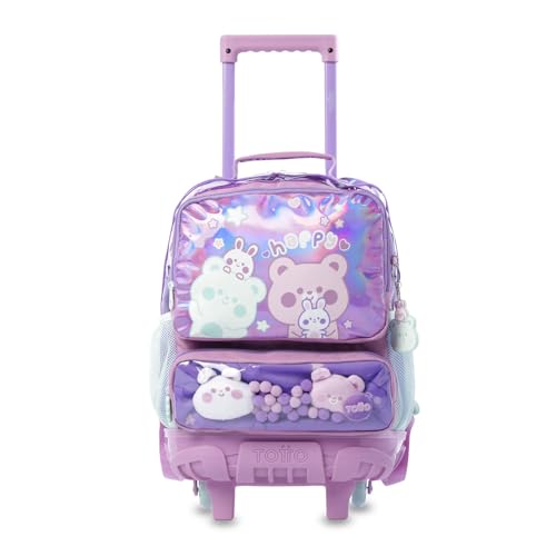 Mochila con ruedas morada para el colegio y extraescolares TOTTO Friends Party