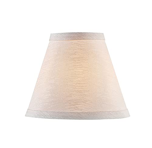 Image of Aspen Creative 32127-2A Small Hardback Empire Shape Chandelier Clip-On Lamp Shade Set (2 Pack), Transitional Design in Off White, 6 inch bottom width (3 inch x 6 inch x 5 inch)