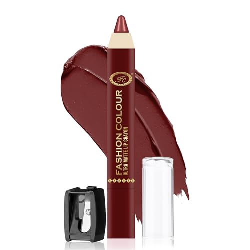 Image of FASHION COLOUR Ultra Matte Lip Crayons With Free Sharpener | Smudge Proof And Waterproof | For Hydration And Moisturization | Long Lasting Lipwear with Matte Finish, Cruelty-free and Paraben-free - 2.5 gm(Cherry Kiss)