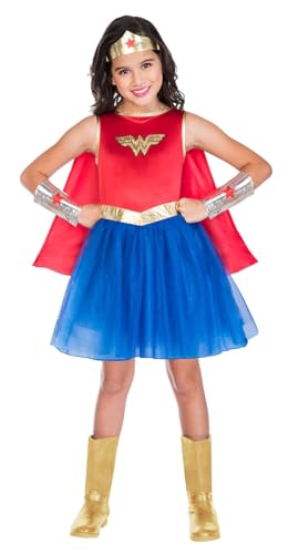 amscan 9908397 Disfarce mulher maravilha menina azul vermelho idade: 4 – 6 anos