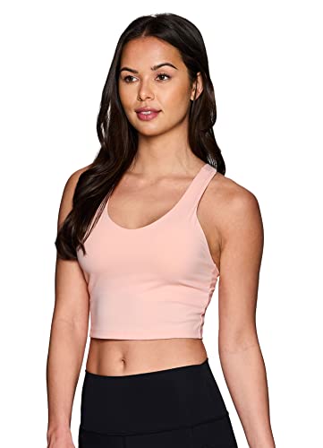 Rbx Women's Bra Top Low Impact Shelf Bra Tank Top Sports Bra Solid Blush Pink L #TOP2
