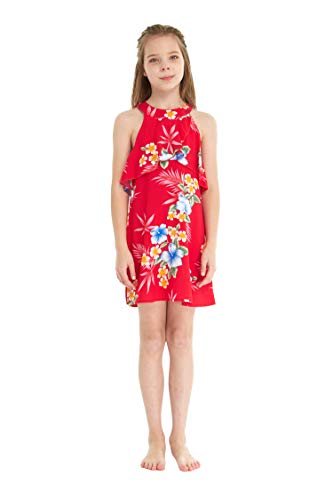 Image of Matchable Family Hawaiian Luau Men Women Girl Boy Clothes in Hibiscus Red