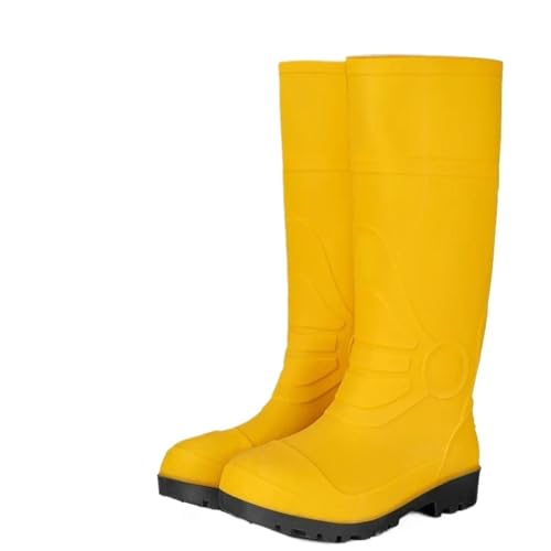 AKDJGFP Botas de Agua Botas de lluvia tubo alto for hombre, zapatos goma amarillos esmerilados gruesos, for uso en cocina, exteriores, trabajo acuático(Yellow,40)