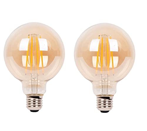 Image of Desidiya Edison Tungsten Filament Round Antique Glass G80 Light Bulbs Pack of 2 Vintage Base E27 Bulb Yellow Light For Home Decoration Living Room /Hall /Balcony /Restaurant Bar Lighting
