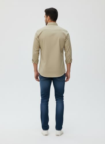 Image of Tagas Men's Shirt|Men's Everday Regular Fit Solid Shirt | Cotton Rich |Men's Washed Cotton Twill Casual Shirt - Regular Fit|(Available in Plus Sizes)