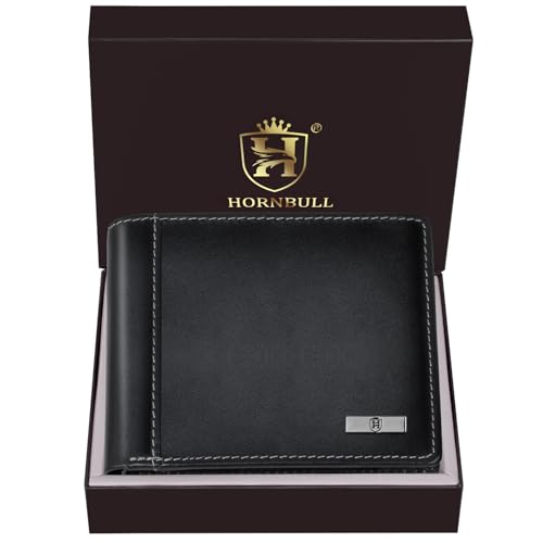 Image of HORNBULL Cherry Leather Wallet for Men | Genuine Leather Wallet with RFID Blocking | Purse for Men (Black)