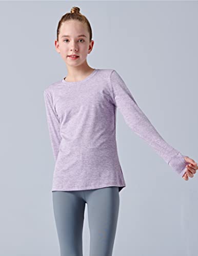 3 Pack: Youth Girls Long Sleeve Shirts Active Dry Fit Athletic Performance Clothes Kids Teens Sports Tees With Thumbholes (Set 1, Medium) #TOP6