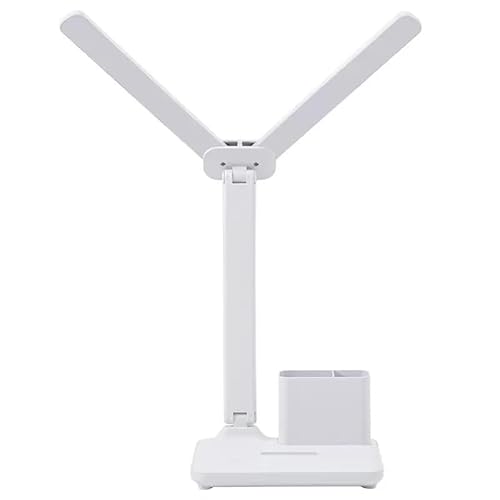 ARBUTUS Lámpara LED de escritorio de doble cabezal recargable,Lámpara de escritorio con portalápices 3 modos de luces. (blanco)