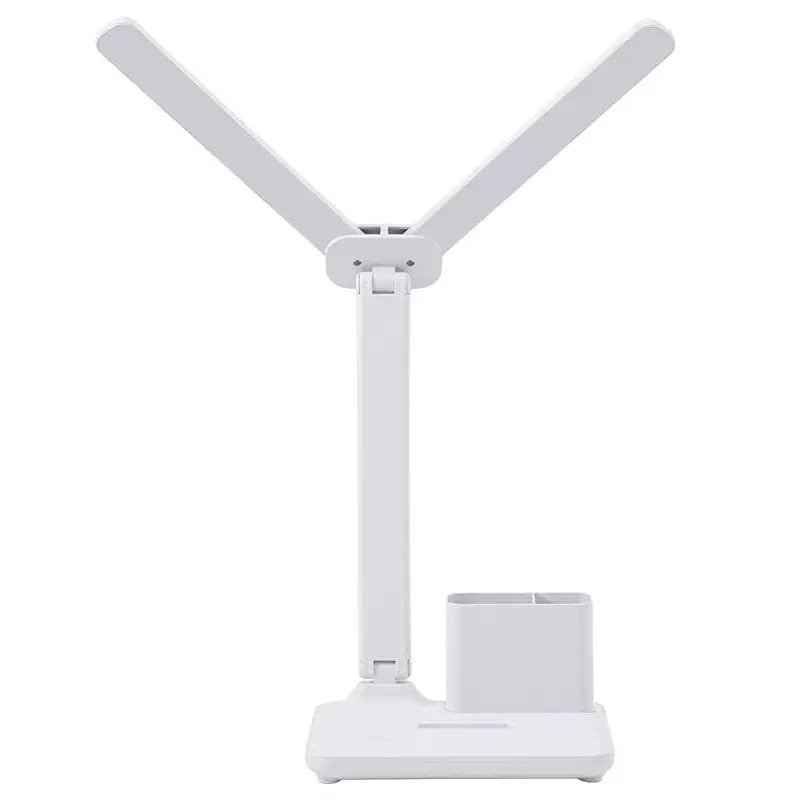 ARBUTUS Lámpara LED de escritorio de doble cabezal recargable,Lámpara de escritorio con portalápices 3 modos de luces. (blanco)