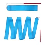 ADLABLD 2 Stück Rhythmische Tanzband,Tanzband Gymnastikband mit Stab,Blau Tanzbänder,Sportgymnastik Band Mädchen für Künstlerische,Tanzgymnastik(2m
