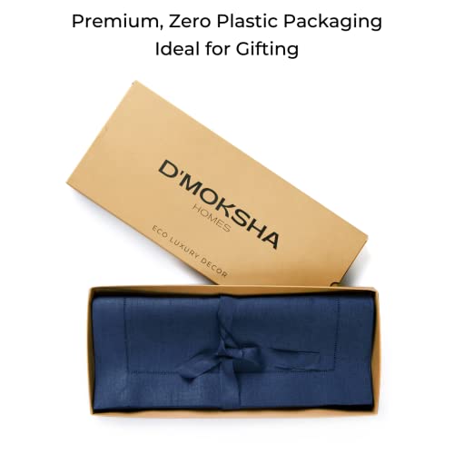 D'moksha Navy Blue Table Runner 14 X 72 Inch, 100% Pure Linen Hemstitch Table Runner 72 Inches Long, Perfect For Christmas, Thanksgiving, Wedding, Party, Living Room, Easy Care Machine Washable #TOP2