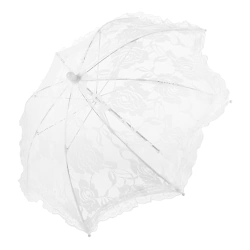 Paraguas de encaje blanco para bodas elegantes y sesiones fotográficas