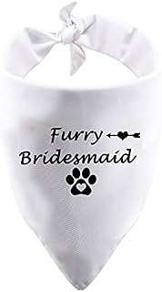 1 Piece Furry Bridesmaid Flower Wedding Dog Bandana Bridesmaid Announcement Wedding Gift (Furry Bridesmaid white)