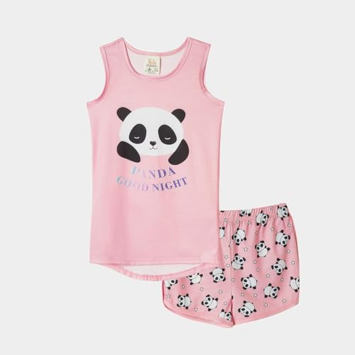 MyFav Big Girls Sleeveless Pajama Sets Cute Panda Polka Dot Sleepwear Loungewear2