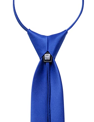Image of YourTies Zipper Tie for Men Adjustable Pre-tied Satin Neckties and Pocket Square Set Solid Color Business Formal Wedding