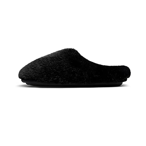 DREAM PAIRS Women's Plush Fuzzy Slip on Indoor Outdoor Winter House Slippers,Size 9-10,Black,GEROLDY