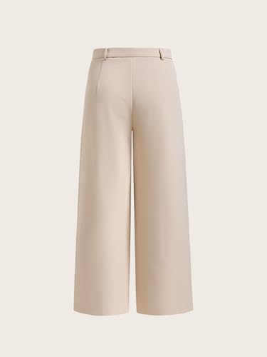 Women's Elegant Wide Leg Tailored Pants High Waisted Work Office Trousers2