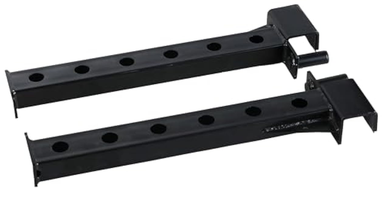 Power Rack with Adjustable Arms - Compatible with 5/8 Hole, Includes J-Hooks & Safety Straps, Optional Lat Pulldown & Cable Crossover Attachments (Pair)