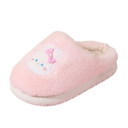 Baby Girls Boys House Slippers with Non-slip Rubber Cute Fuzzy Plush Slip-On Footwear for Kids Warm Winter Indoor