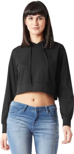 Image of Girls and Womens Long Sleeve Casual Solid Crop Top Hoodies (Foe Summer and Winterwear Both)