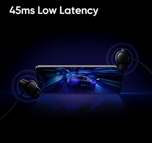 Image of Original Neckband Compatible for Realme Buds Wireless 3 ANC - Premium Wireless with Mic, Deep Bass Sound, Gaming Mode & Magnetic Instant Connection-(Black) ASX-48