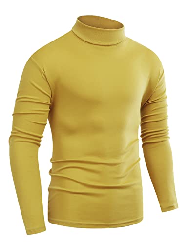 Beauhuty Men's Basic Turtleneck Long Sleeve T-Shirts Fleece Knitted Casual Pullover Top2