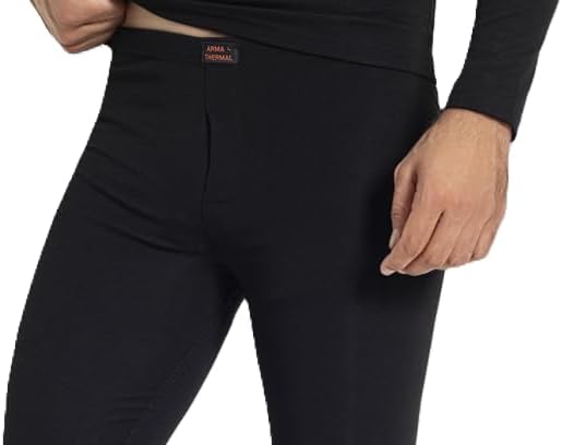 Men's Thermal Base Layer Leggings, Long Johns, Moisture-Wicking Winter Underwear, Made in Turkey, Black - Image 3