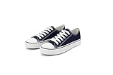 JUDIS Women's Classic Lace Up Casual Canvas Shoes Low Top Fashion Tennis Walking Sneakers Navy