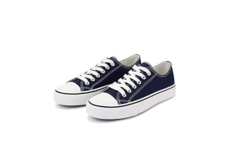JudisWomen's Classic Lace Up Casual Canvas Shoes Low Top Fashion Tennis Walking Sneakers Navy