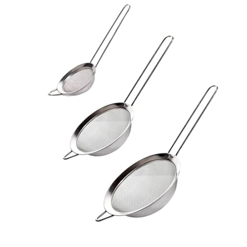 NOBILE LOVELYCARE Set di colini in acciaio inox a maglia fine 8cm 10cm 12cm per farine polveri pasticceria e cucina filtri a maglia fine per scolare set colino 8 10 12