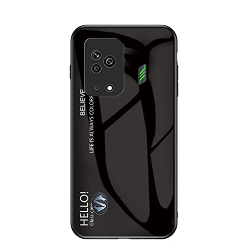 BAILI Funda para Black Shark 5 Cubierta de Cristal Degradado de Color Caja de Vidrio Templado Case Cover para Black Shark 5