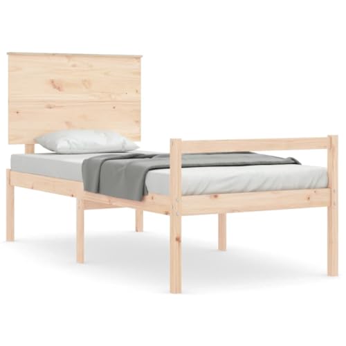 Cama para personas mayores con cabecero, 90 x 200 cm, madera maciza, 3195466