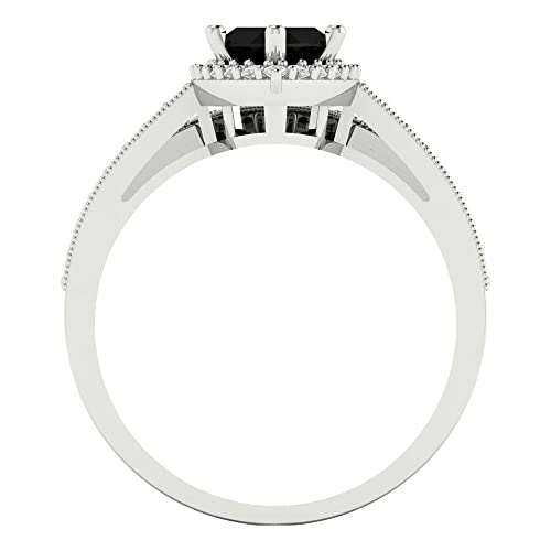 2.48 ct Marquise Cut Natural Onyx 14k White Gold Halo Solitaire with Accents Wedding Bridal Engagement Promise Ring Band Set4