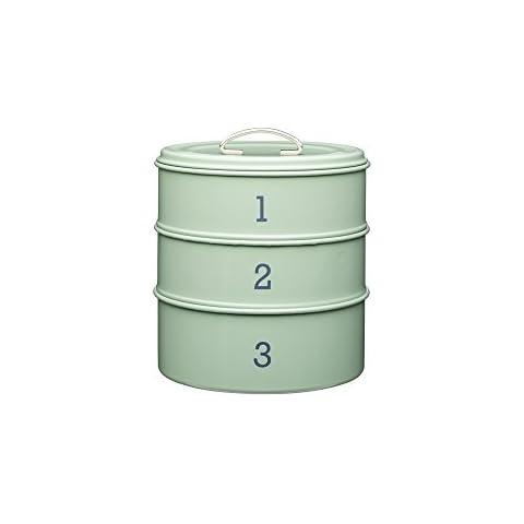 Kitchen Craft Living Nostalgia 3-stöckige luftdichte Metall-Kuchen-Aufbewahrungsdose Cover