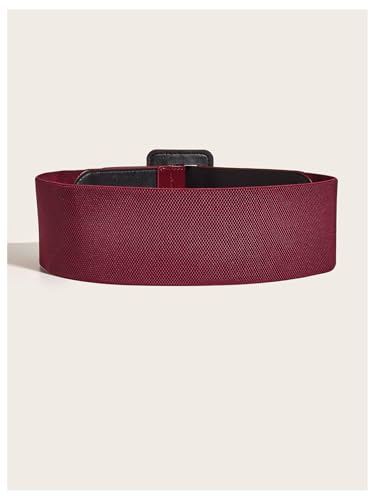SweatyRocks Women's Square Shaped Buckle Belt Elastic Stretchy Waist Belts Adjustable Waistband2