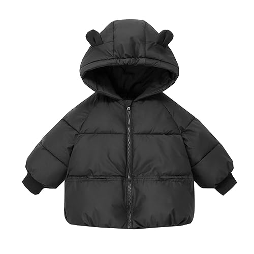 Toddler Kids Baby Boys Girls Winter Warm Solid Coats Ears Hooded Padded Jacket Outwear Toddler Coats