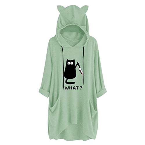 Sweat capuche chat femme grande taille chaud contre le froid