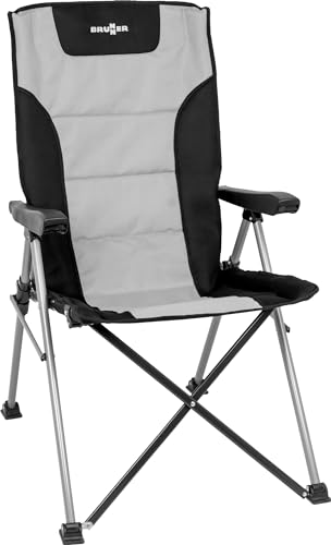 Brunner 0404016N.C20 Sedia Da Campeggio A Schienale Alto, Pieghevole Raptor Highback, Colore Grigio/Nero, Portata 120Kg