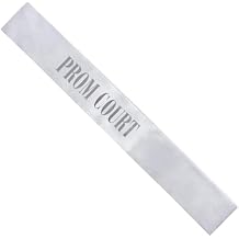 Anderson's Prom Court White Satin Sash with Metallic Silver Foil, 3.75" x 62" Prom Royalty Sash for Prom Coronation, Prom Night Accessories for High School Court & Formal Events