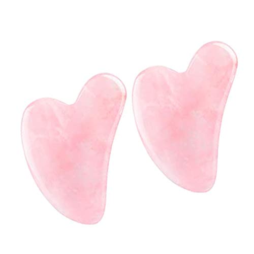 Go Ho 2 PCS Rose Quartz Gua Sha Facial Tools,Gua-sha Scraping Massage for Facial Microcirculation,Prevents Wrinkles,Jade Rollor Gua Sha Stones,Traditional Scraper Massager Tools