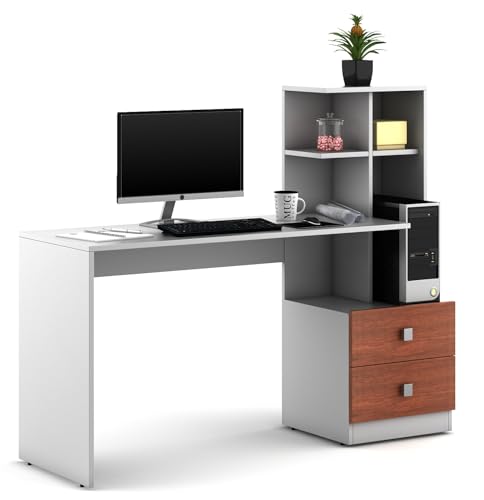 Image of Guide 02 Study Table | Engineered Wood | Frosty White | Free Standing | Knock Down