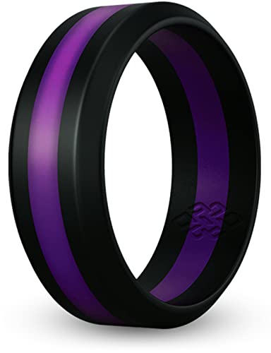 Knot Theory Striped Silicone Ring for Men and Women – Black, Grey, Red, Blue, Orange, Yellow, Purple