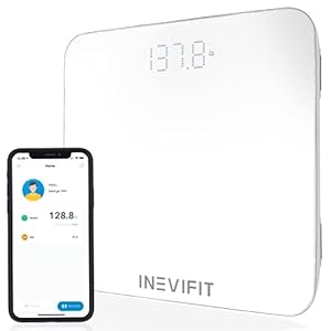 INEVIFIT Smart Bathroom Scale, Highly Accurate Bluetooth Digital Bathroom Body Weight Scale, Precisely Measures Weight & BMI for Unlimited Users (S-White)