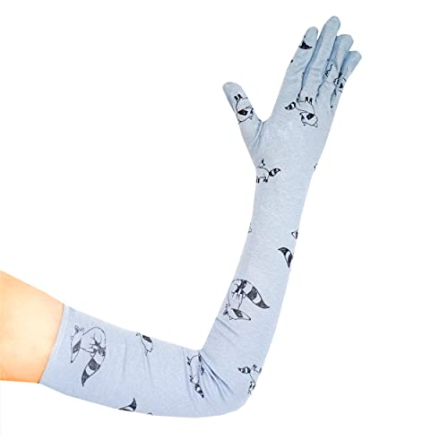 Image of Women's Driving Gloves, Printed Cotton Full Hand Summer Gloves for Protection from Sun Burn /Heat /Pollution (Pack of 1 Pair) (Light Grey)