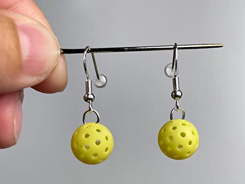 Pickleball Earrings, Pickleball Accessory, Yellow Mini Ball Earring, Stud & Dangle4