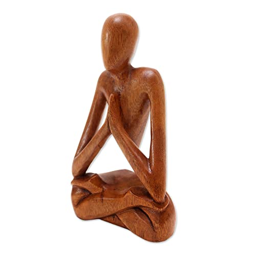Novica Natural Meditation Wood Sculpture #TOP2