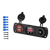 12-24Vソケットスプリッター3 In 1ダブルUSB充電アダプターソケットパネルカーボートトラック車用の電圧計は
