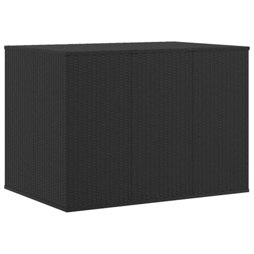 Genérico Baúl para Cojines de jardín ratán PE Negro 145x100x103 cm, Cajas de almacenaje para Exteriores Negro,317229