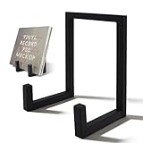 MHYMX Schallplatten Aufbewahrung, Schallplattenständer Metall Vinyl Halter Desktop Schallplatten Halter Schwarz Multifunktional Präsentationsständer für Teller Vinyl Bücher