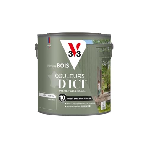 V33 Peinture Bois Couleurs d'ICI - Kaki Grisé - 2L